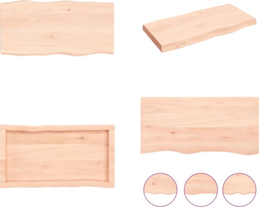 VidaXL Tafelblad natuurlijke rand 80x40x(2-6) cm massief eikenhout Tafelblad Tafelbladen Plank Houten Tafelblad