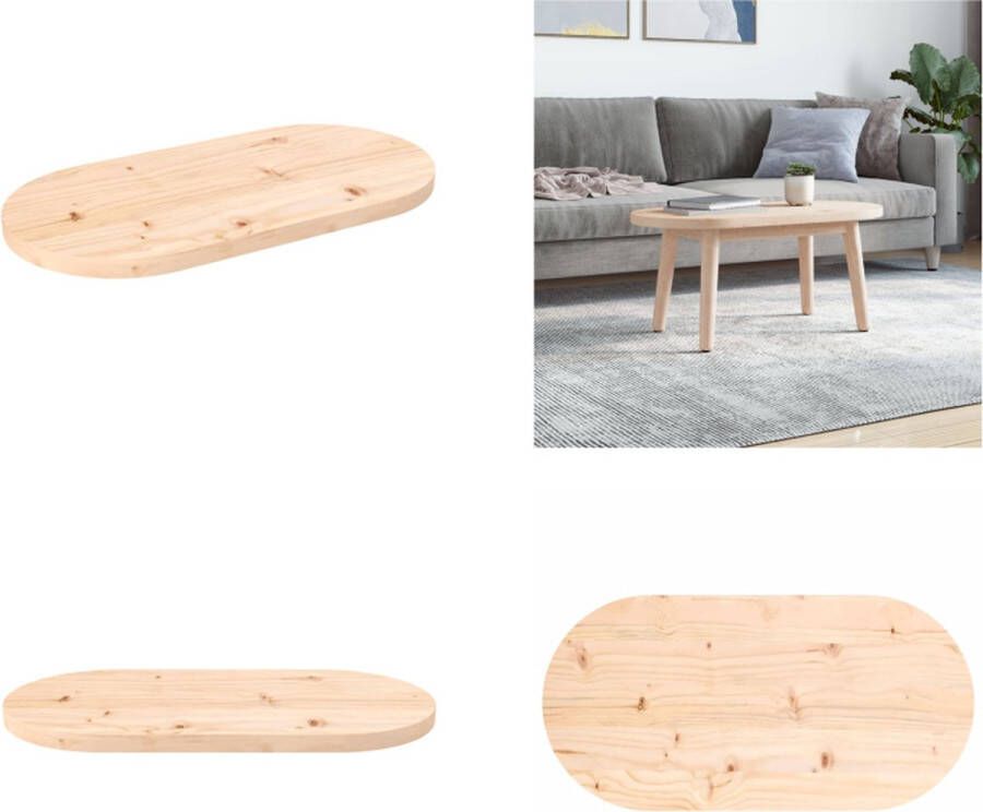 VidaXL Tafelblad ovaal 80x40x2-5 cm massief grenenhout Tafelblad Tafelbladen Vervangend Tafelblad Vervangend Houten Tafelblad