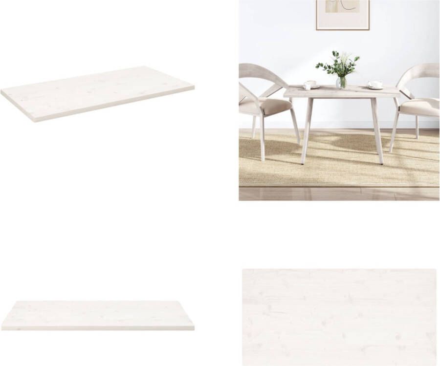 VidaXL Tafelblad rechthoekig 110x60x2-5 cm massief grenenhout wit Tafelblad Tafelbladen Vervangend Tafelblad Vervangend Houten Tafelblad