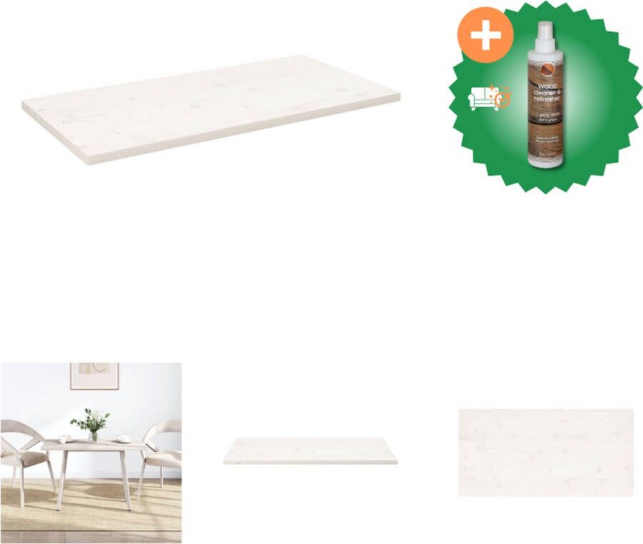 VidaXL Tafelblad rechthoekig 110x60x2-5 cm massief grenenhout wit Tafelonderdeel Inclusief Houtreiniger en verfrisser