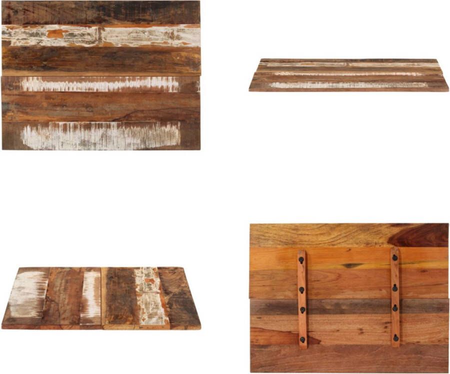 VidaXL Tafelblad rechthoekig 15-16 mm 60x80 cm massief gerecycled hout Tafelblad Tafelbladen Vervangende Tafelblad Vervangende Tafelbladen