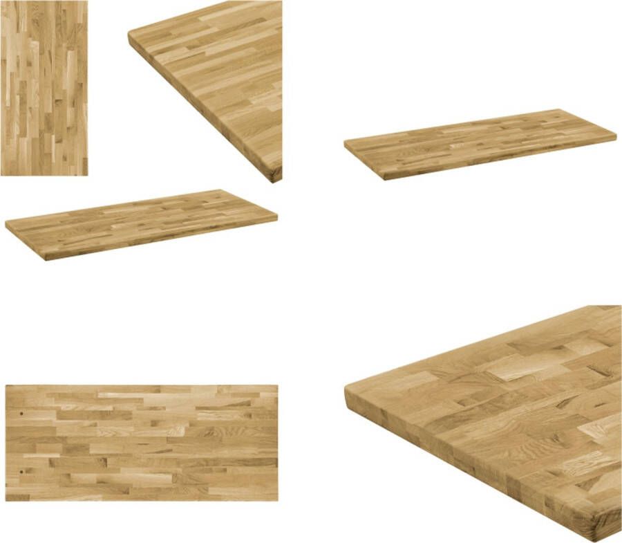 VidaXL Tafelblad rechthoekig 44 mm 100x60 cm massief eikenhout Tafelblad Tafelbladen Vervangende Tafelblad Vervangende Tafelbladen