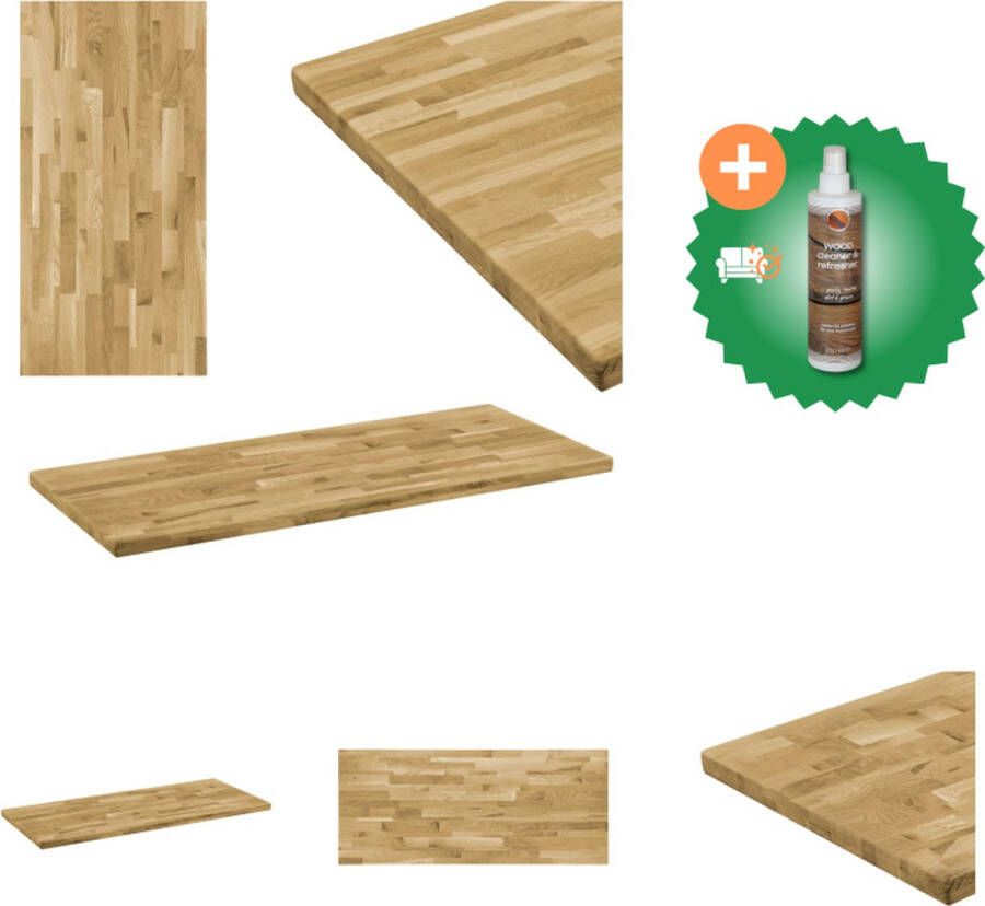 VidaXL Houten Tafelblad Eiken 140 x 60 cm Natuurlijke houtkleur Tafelonderdeel Inclusief Houtreiniger en verfrisser