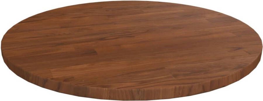 VidaXL Tafelblad rond Ã˜40x1 5 cm bewerkt massief eikenhout donkerbruin - Foto 3