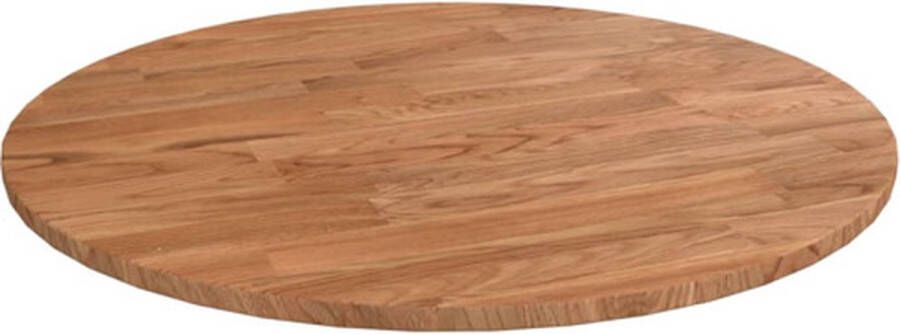 VidaXL Tafelblad rond Ã˜40x1 5 cm bewerkt massief eikenhout lichtbruin - Foto 3