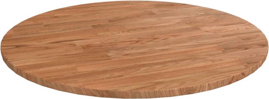 VidaXL Tafelblad Rond á 50 cm Massief Eiken Lichtbruin Eikenhouten Tafelblad Rond Rustiek Tafelblad Vintage Tafelblad Salontafel Blad - Foto 2