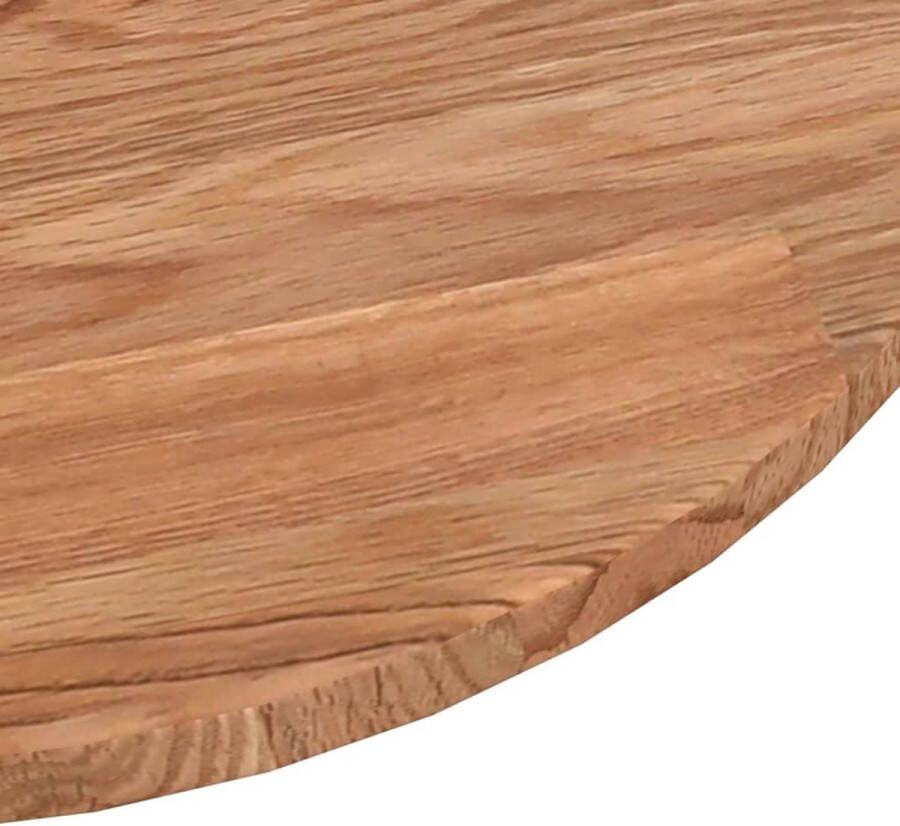 VidaXL Tafelblad rond Ã˜ 60x1 5 cm bewerkt massief eikenhout lichtbruin - Foto 2