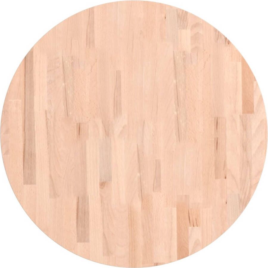 The Living Store Massief Beukenhouten Tafelblad 70 x 2.5 cm Rond Massief Houten Tafelblad Ronde Tafelblad Salontafel Blad Tafeltje Tafeltop