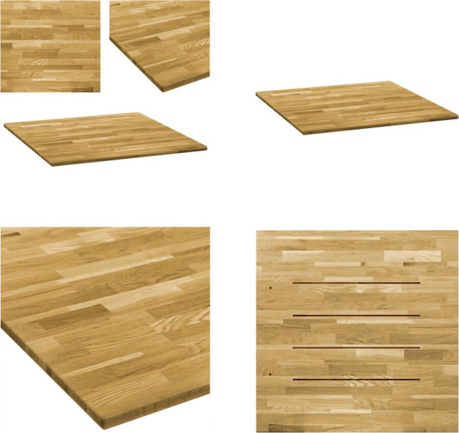 VidaXL Tafelblad vierkant 23 mm 80x80 cm massief eikenhout Tafelblad Tafelbladen Vervangende Tafelblad Vervangende Tafelbladen