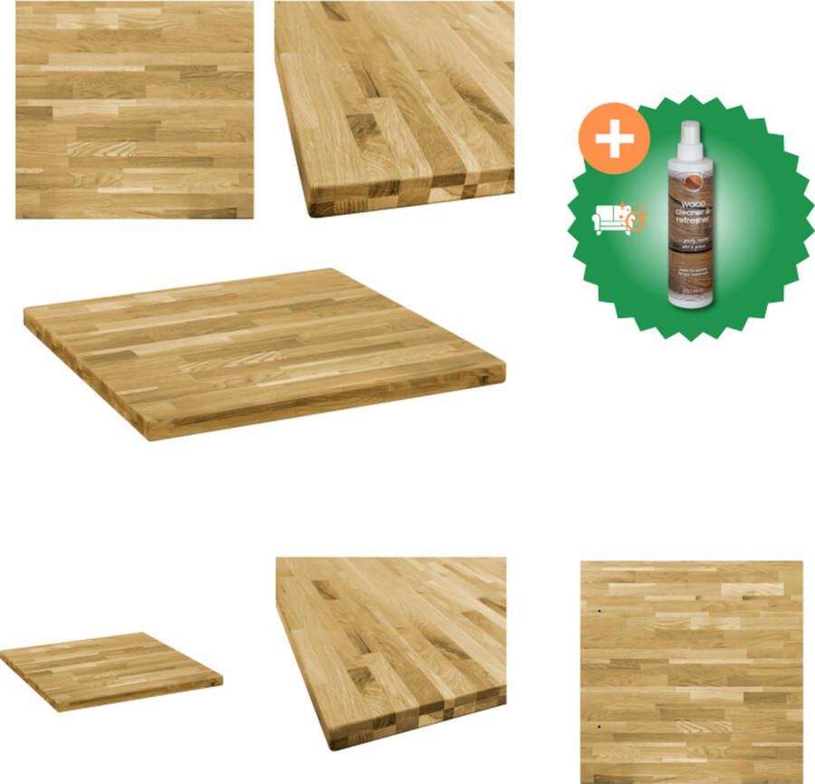 VidaXL Tafelblad vierkant 44 mm 70x70 cm massief eikenhout Tafelonderdeel Inclusief Houtreiniger en verfrisser