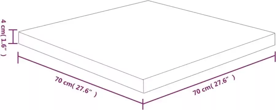 VIDAXL Tafelblad vierkant 70x70x4 cm onbehandeld massief eikenhout