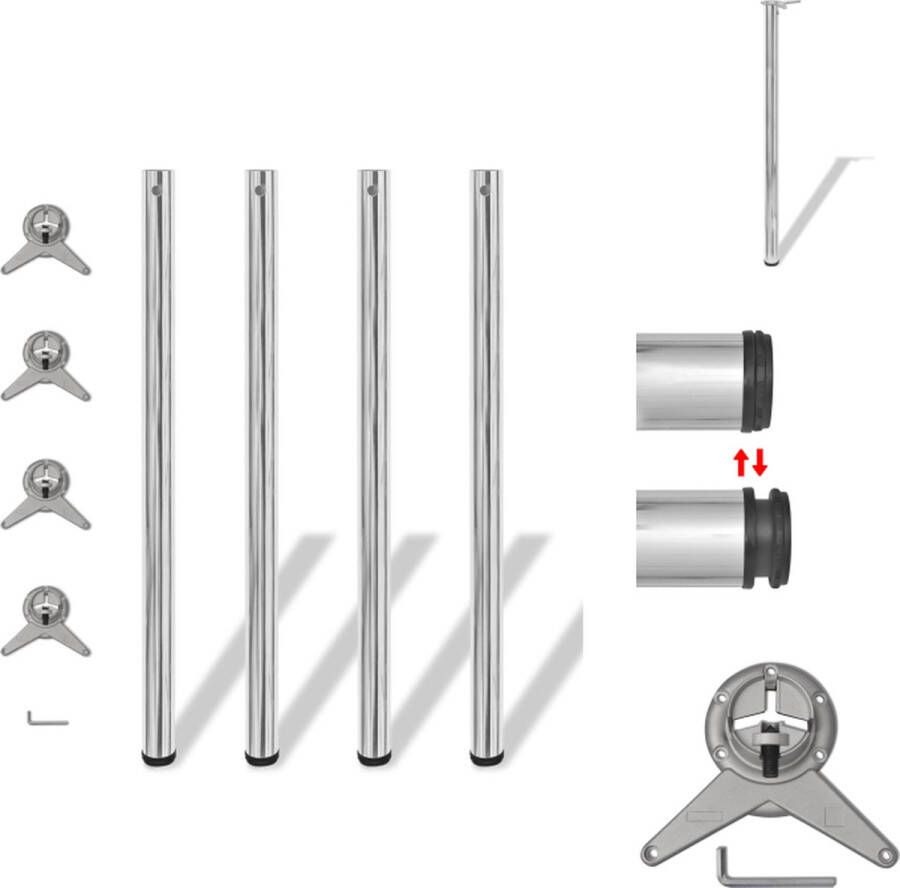 VidaXL Tafelpoot Tafelpoten Tafelschraag Tafelschragen Tafelpoten in hoogte verstelbaar chroom 1100 mm 4 st