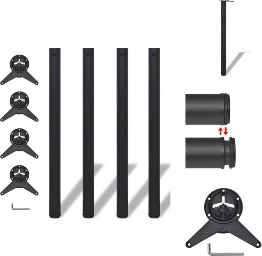 VidaXL Tafelpoot Tafelpoten Tafelschraag Tafelschragen Tafelpoten in hoogte verstelbaar zwart 870 mm 4 st