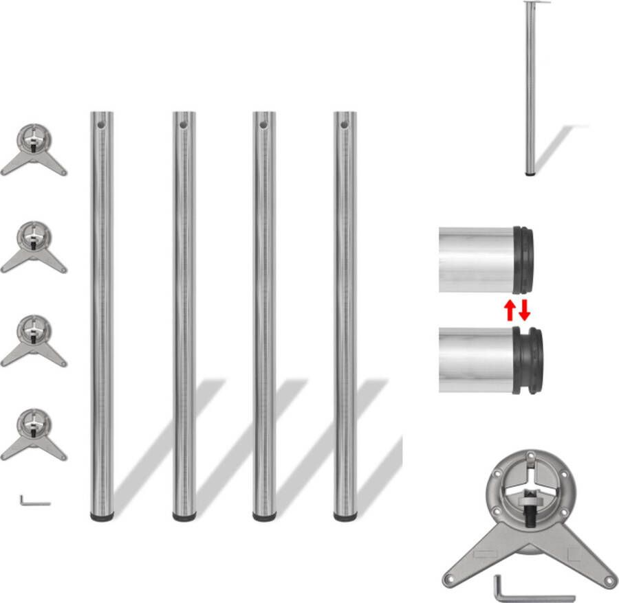 VidaXL Tafelpoot Tafelpoten Tafelschraag Tafelschragen Tafelpoten in hoogte verstelbaar geborsteld nikkel 1100 mm 4 st