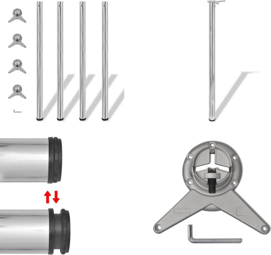 VidaXL Tafelpoten in hoogte verstelbaar chroom 1100 mm 4 st Tafelpoot Tafelpoten Tafelschraag Tafelschragen