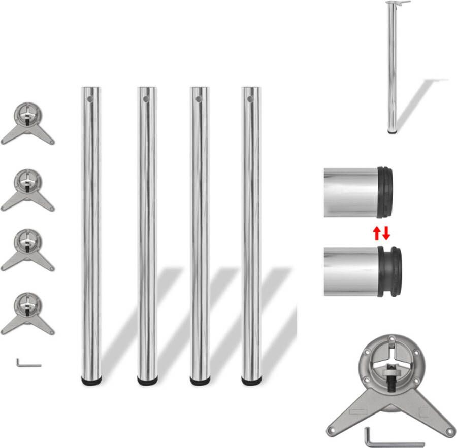 VidaXL Tafelpoot Tafelpoten Tafelschraag Tafelschragen Tafelpoten in hoogte verstelbaar chroom 870 mm 4 st