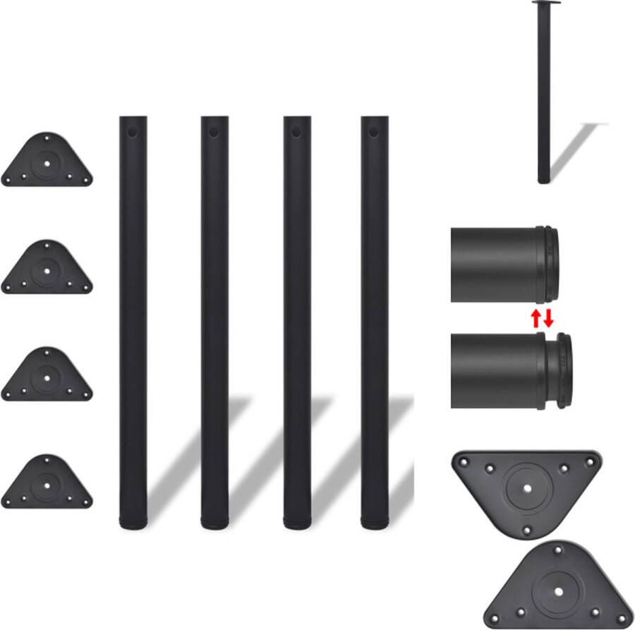 VidaXL Tafelpoot Tafelpoten Tafelschraag Tafelschragen Tafelpoten in hoogte verstelbaar zwart 870 mm 4 st