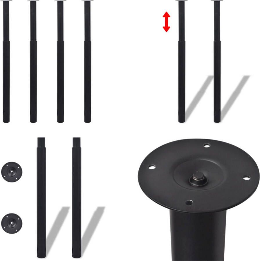 VidaXL Tafelpoten telescopisch 4 st 710-1100 mm zwart Tafelpoot Tafelpoten Tafelschraag Tafelschragen