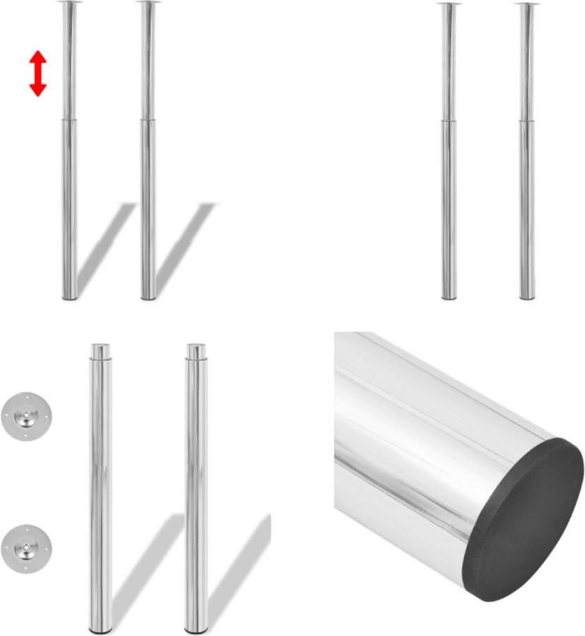 VidaXL Tafelpoten telescopisch 710-1100 mm chroom 2 st Tafelpoot Tafelpoten Tafel Poot Tafel Poten