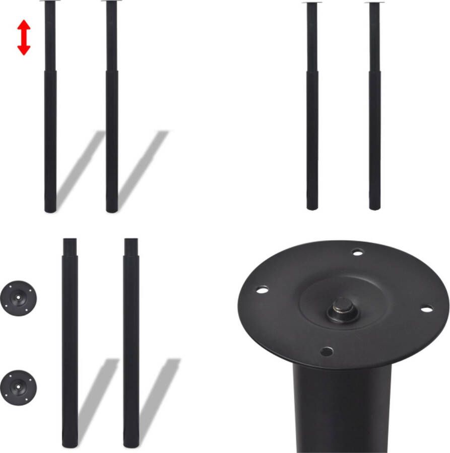 VidaXL Tafelpoten telescopisch 710-1100 mm zwart 2 st Tafelpoot Tafelpoten Tafel Poot Tafel Poten