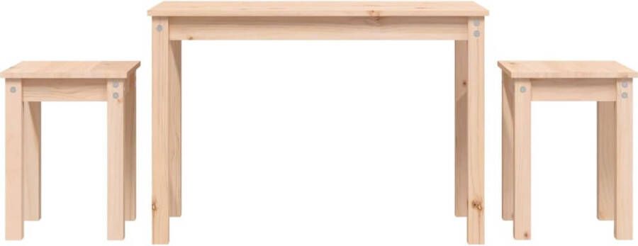 VidaXL Tafeltjesset 3-delig massief grenenhout Tafelset Grenenhouten Tafel Rustiek Design Nestkasten Bijzettafels Salontafel Nachtkastje