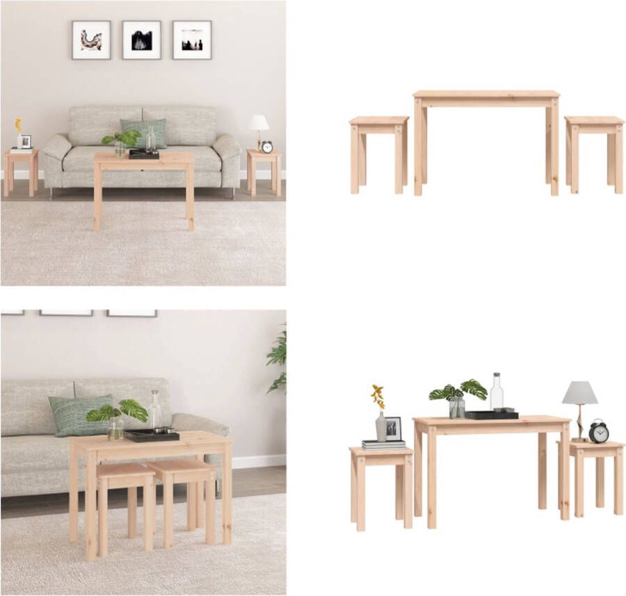 VidaXL -Tafeltjesset-3-st-massief-grenenhout - Foto 2