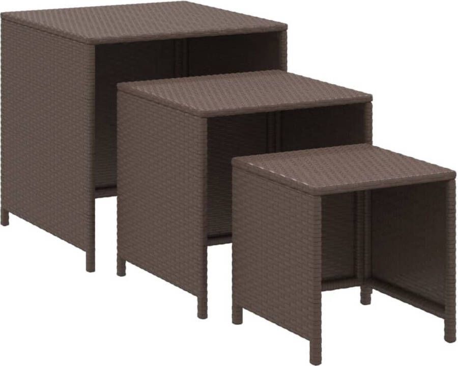 VidaXL -Tafeltjesset-3-st-poly-rattan-bruin - Foto 3