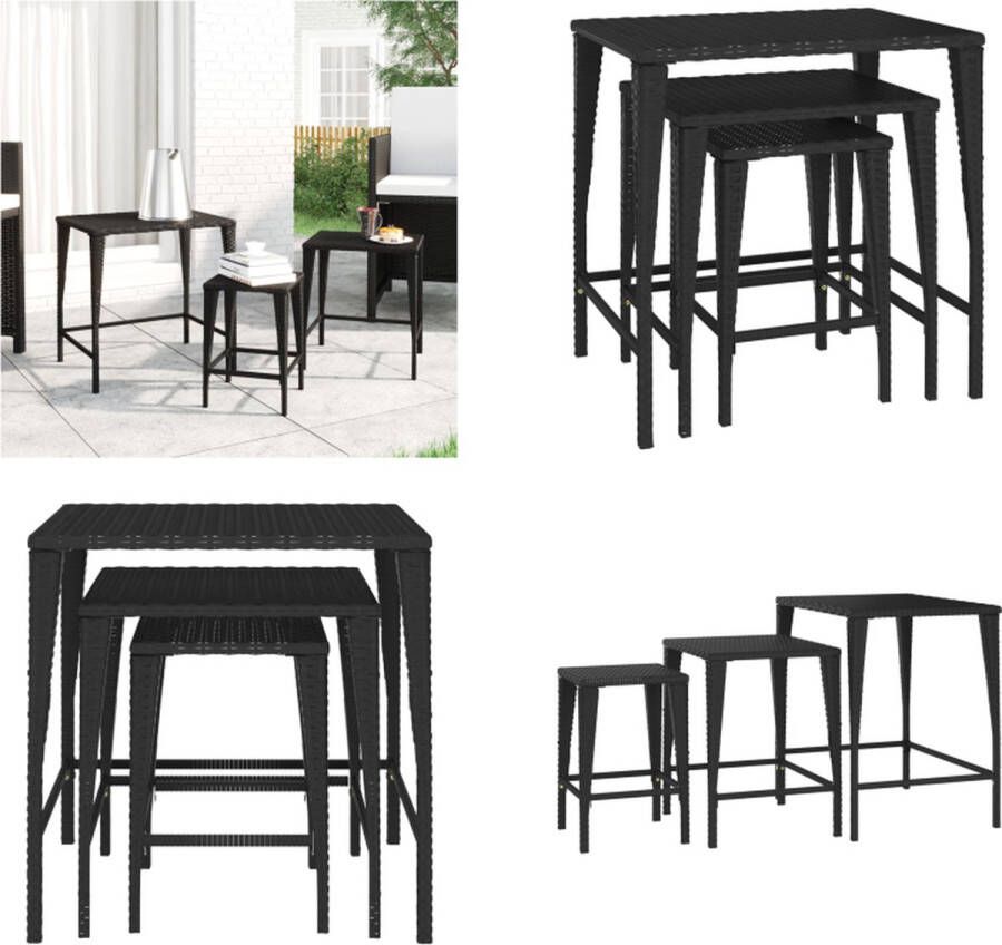 VidaXL -Tafeltjesset-3-st-poly-rattan-zwart - Foto 2