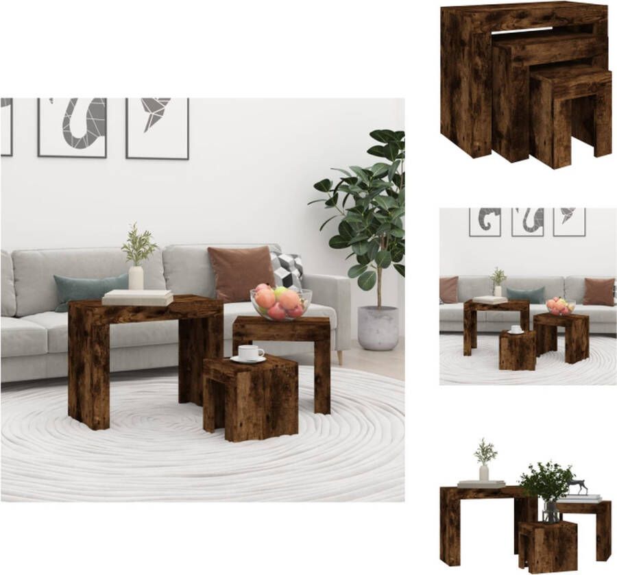 VidaXL Tafeltjesset Gerookt Eiken 3 Maten Bewerkt Hout Tafel