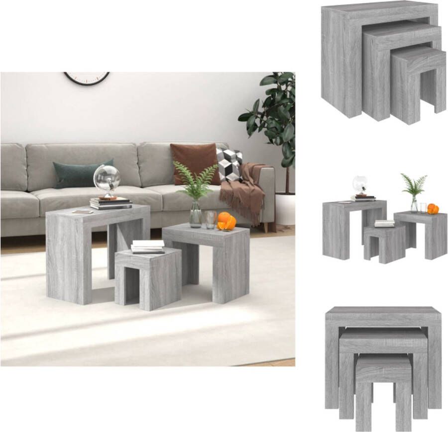 VidaXL Tafeltjesset Grijs Sonoma Eiken 61 x 30 x 50 cm Bewerkt Hout Tafel