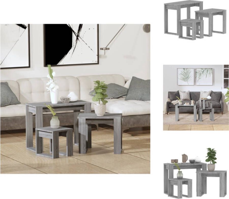 VidaXL Tafeltjesset Grijs Sonoma Eiken Compact ontwerp Multifunctioneel Eenvoudig te reinigen 3-delige set Tafel