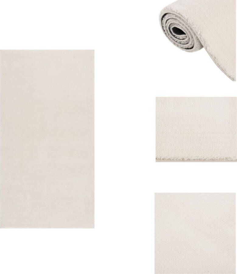 VidaXL Tapijt Polyester 80x150 cm Crème Anti-slip Vloerkleed