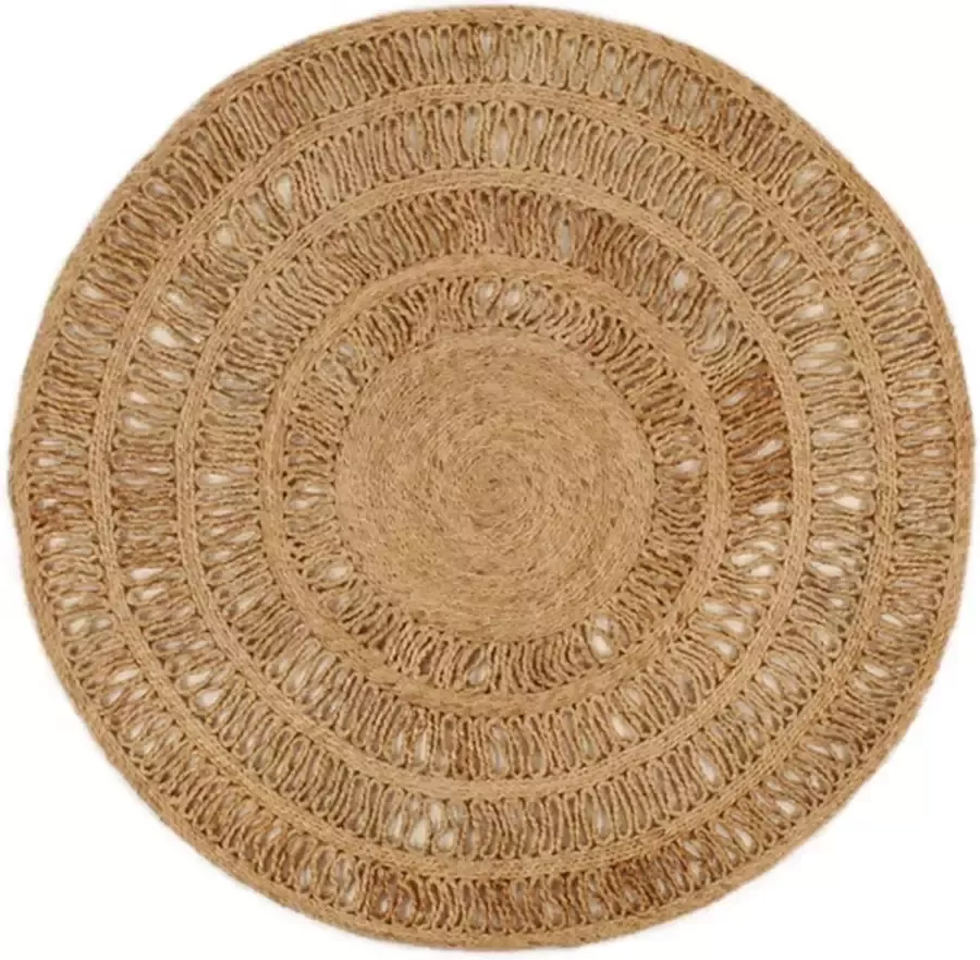 VidaXL -Tapijt-rond-120-cm-gevlochten-jute - Foto 2