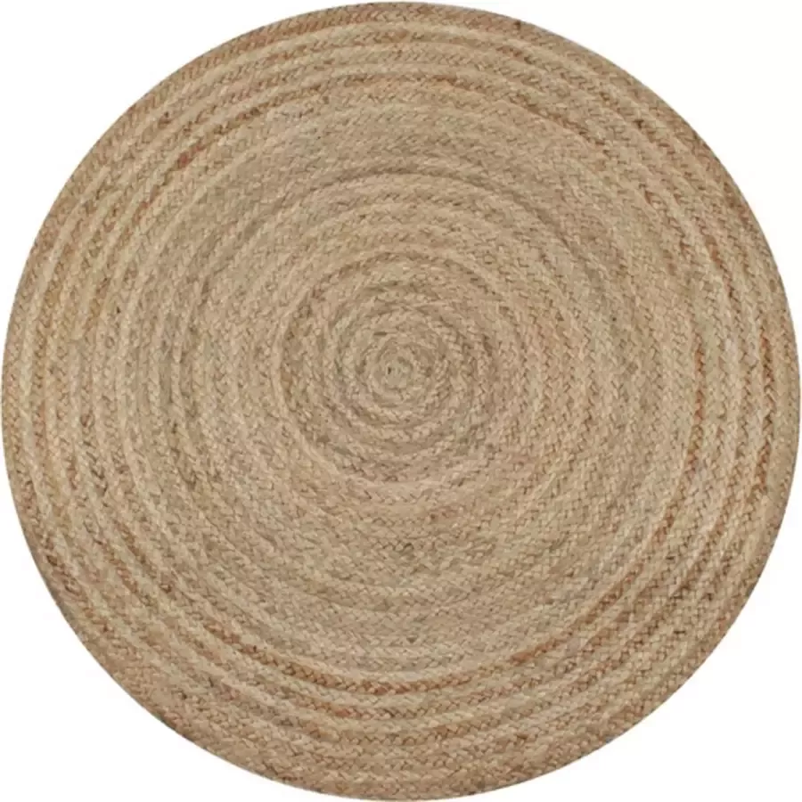 VidaXL -Tapijt-rond-120-cm-gevlochten-jute