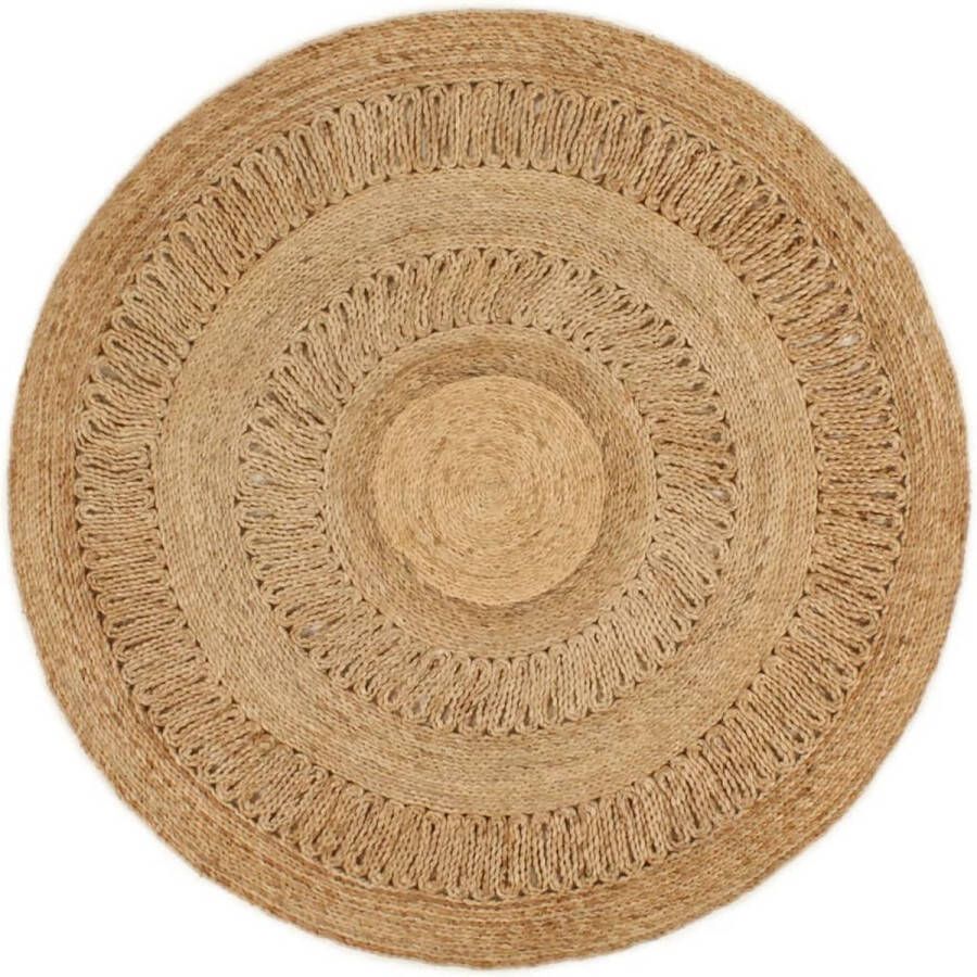 VidaXL Rond Jute Tapijt 120 cm Handgemaakt Jute Tapijt Ronde Tapijten Vloerkleed Binnentapijt Living Room Decoratie Slaapkamersdecoratie Boho Style Landelijke Stijl - Foto 2