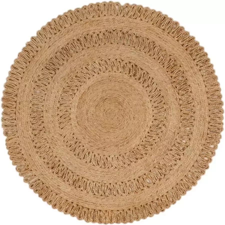 VidaXL -Tapijt-rond-120-cm-gevlochten-jute