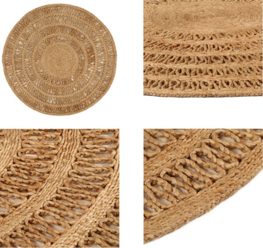 VidaXL Tapijt rond 120 cm gevlochten jute Vloerkleed Vloerkleden Mat Vloermat