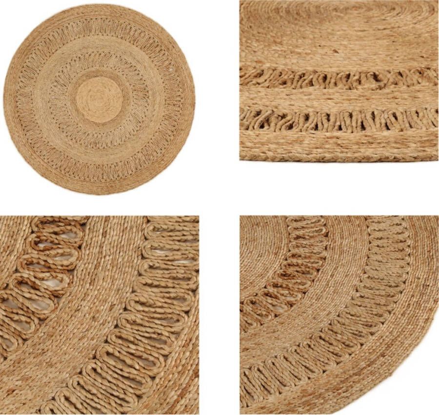 VidaXL Tapijt rond 120 cm gevlochten jute Vloerkleed Vloerkleden Mat Vloermat