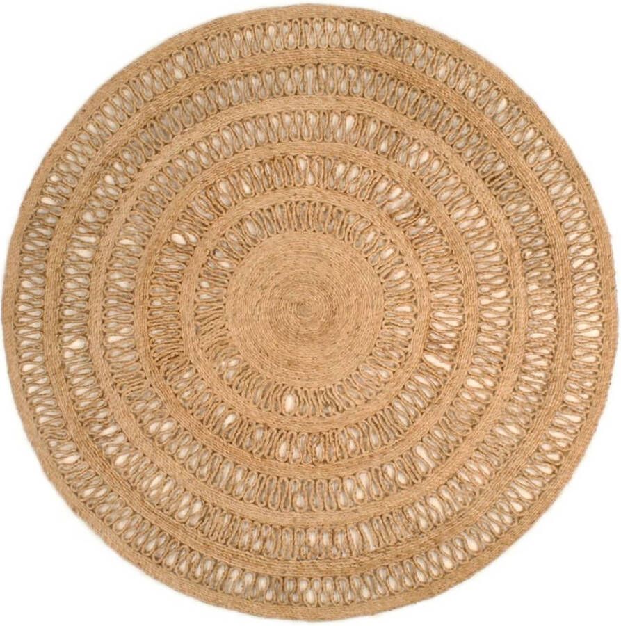 VidaXL -Tapijt-rond-150-cm-gevlochten-jute