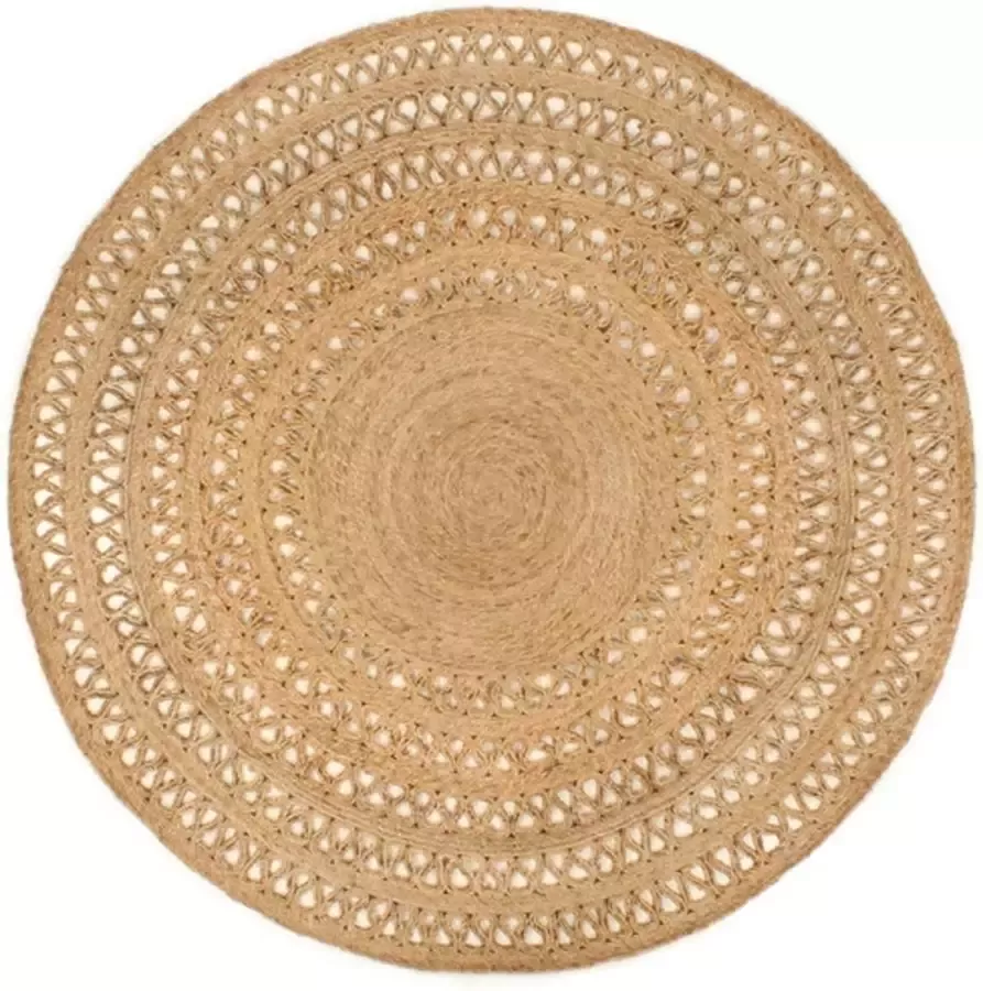 VidaXL -Tapijt-rond-180-cm-gevlochten-jute