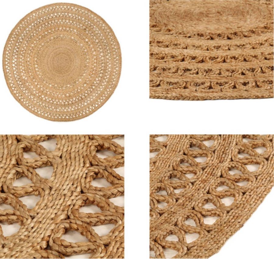 VidaXL Tapijt rond 180 cm gevlochten jute Vloerkleed Vloerkleden Mat Vloermat