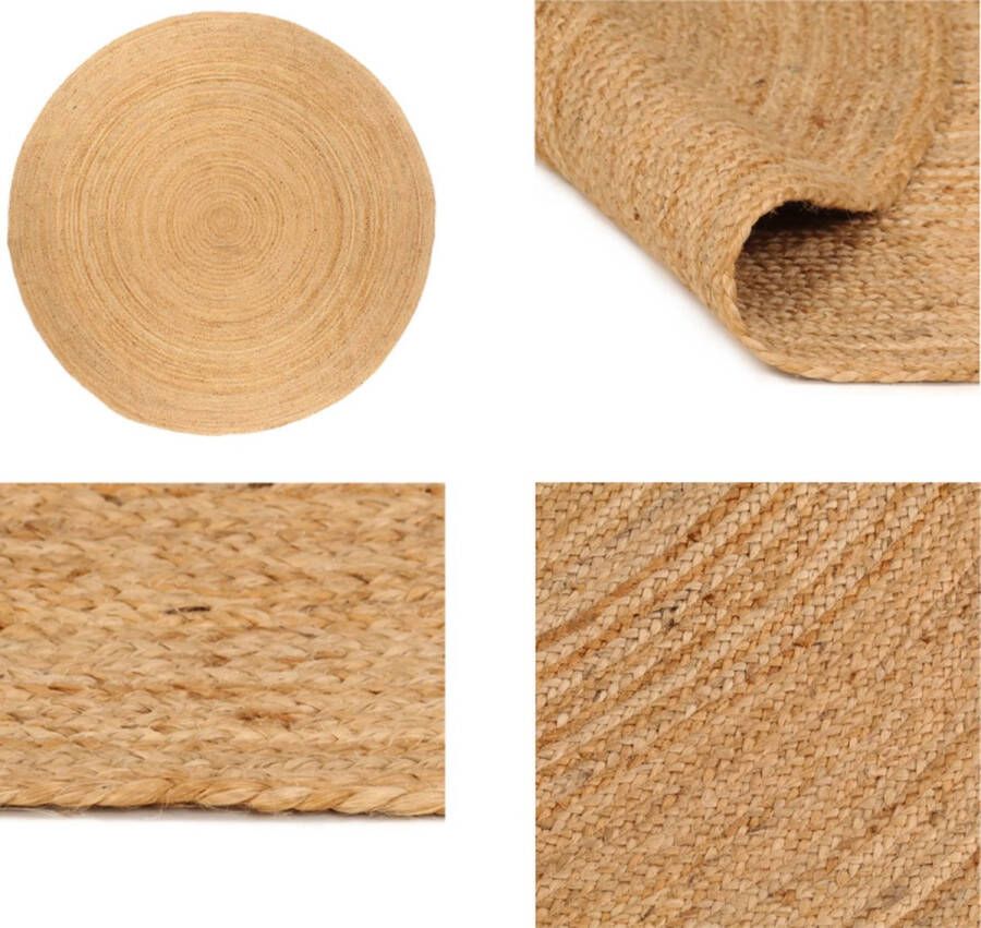 VidaXL Tapijt rond 210 cm gevlochten jute Vloerkleed Vloerkleden Mat Vloermat