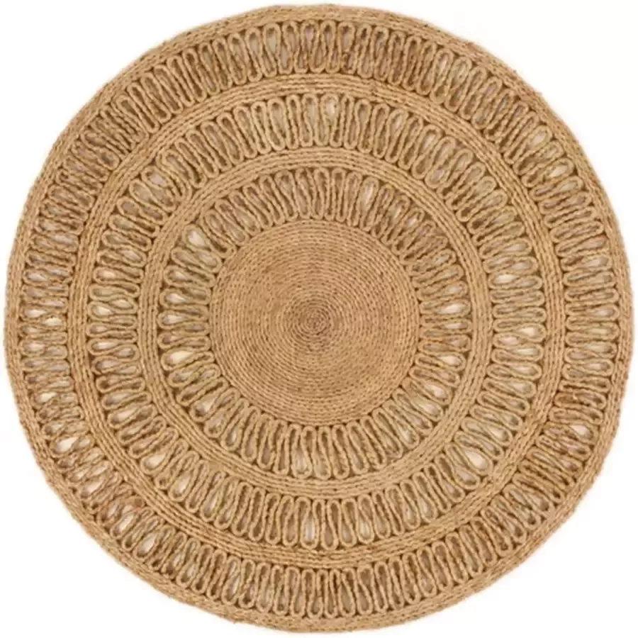 VidaXL -Tapijt-rond-90-cm-gevlochten-jute - Foto 2