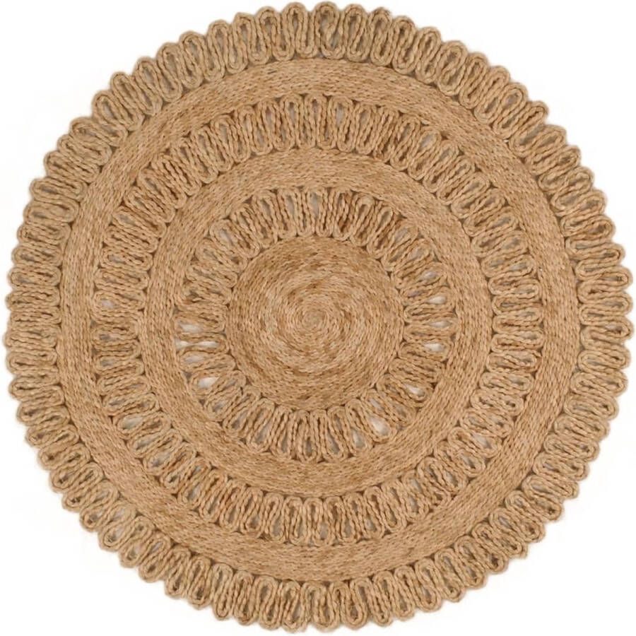 VidaXL -Tapijt-rond-90-cm-gevlochten-jute