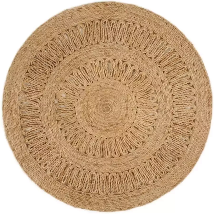 VidaXL -Tapijt-rond-90-cm-gevlochten-jute - Foto 2