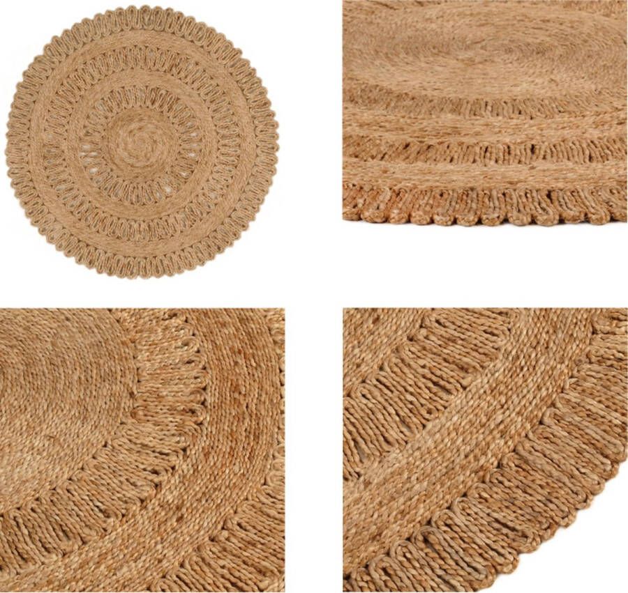 VidaXL Tapijt rond 90 cm gevlochten jute Vloerkleed Vloerkleden Mat Vloermat
