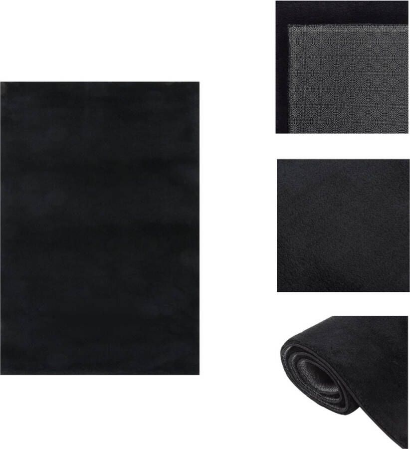 VidaXL Tapijt Trendy Decoratief 160x230cm Zwart 100% Polyester Anti-slip Vloerkleed