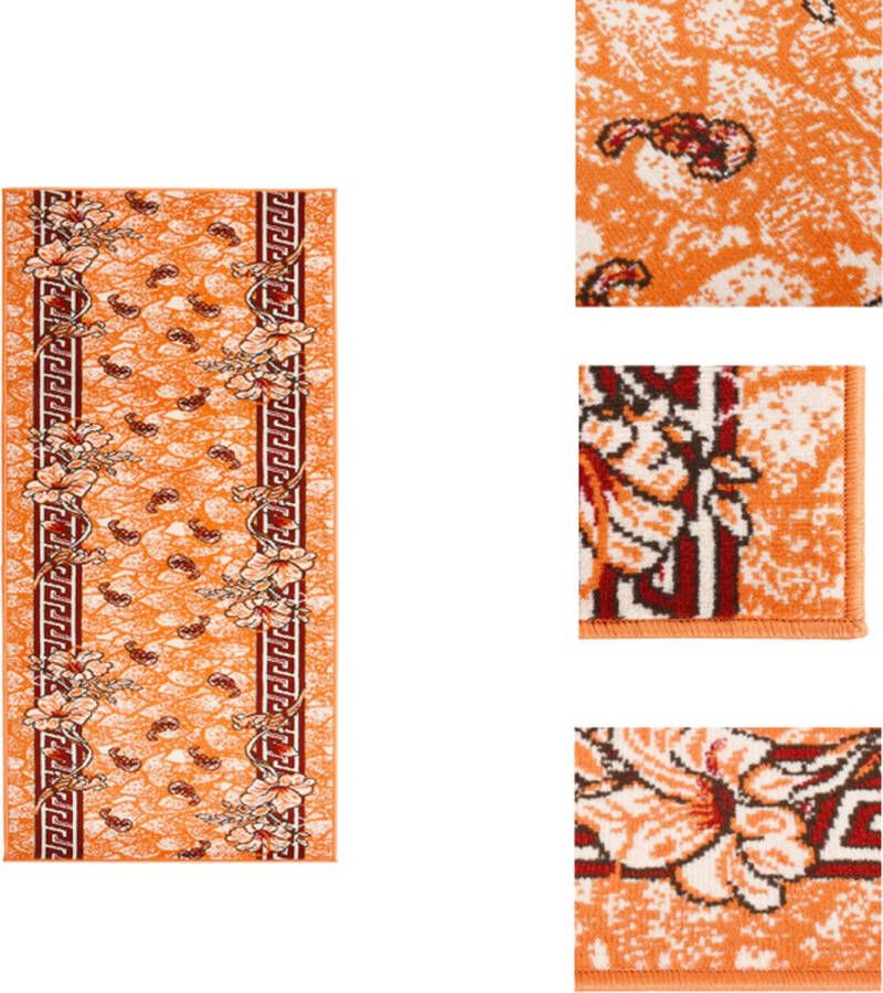 VidaXL Tapijtloper Terracotta Zwart 100x250 cm Polypropyleen Vloerkleed