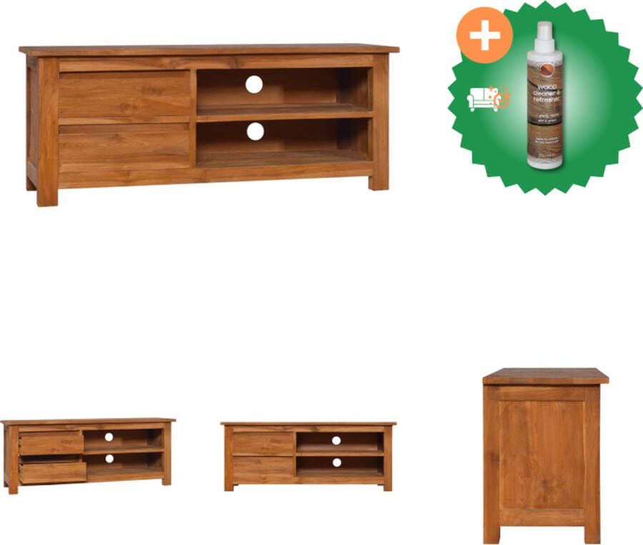 VidaXL TV-meubel koloniale stijl 100 x 30 x 40 cm massief teakhout 2 vakken en 1 deur Kast Inclusief Houtreiniger en verfrisser - Foto 3