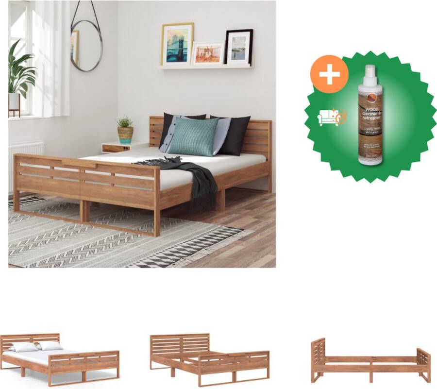 VidaXL Teakhouten Bedframe 140 x 200 cm Moderne en coole slaapkamer Bed Inclusief Houtreiniger en verfrisser